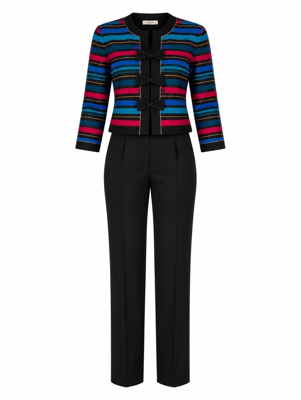 Vintage Multicolor Striped Two-Piece Suit